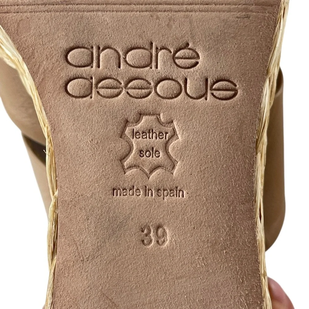 André Assous Pilar Leather Platform Wedge Sandal in Tan Sz. 39 (7 US)